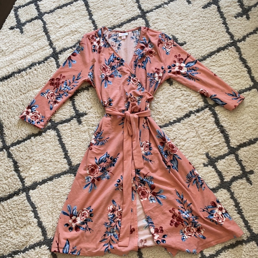 Lularoe Peach floral Michelle Dress